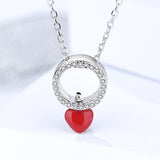 S925 sterling silver new simple fashion cross chain round love inlaid zircon necklace wholesale