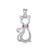 S925 sterling silver cute cat zircon necklace pendant fashion animal jewelry accessories