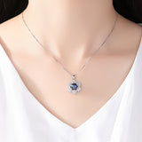 six-leaf Flower cubic Zirconia freshwater pearl S925 Sterling Silver Necklace for Women