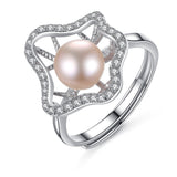 Flower Pearl Ring Wholesale 925 Sterling Silver Freshwater Pearl Big Flower Jewelry