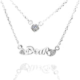 "Dear" Zircon Double Chain Necklace Fashion Clavicle Ladies Accessories 925 Sterling Silver