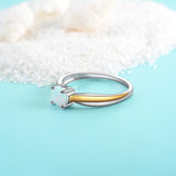 White Gold Plated Opal Gemstone Love Eternity Ring