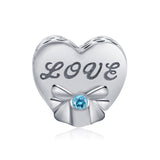 I Love You Charm Love Engraved Heart Shape Jewelry Silver Beads