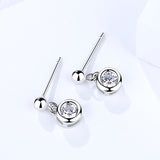 S925 Sterling Silver Earrings Simple Geometric Bead Set With Zircon Earrings Female Korean Popular Crystal Trinkets