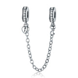  Silver Zirconia Love Only Silicone Safety Chain Charms