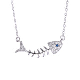 micro diamond fish bone necklace