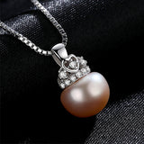 S925 Sterling silver crown freshwater pearl zircon pendant Necklace for women