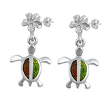 Opal  Turtle & Plumeria Stud Earrings