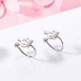 S925 sterling silver crown mosquito Clip On earrings