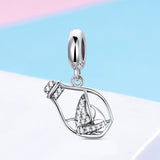 S925 sterling silver Oxidized zirconia drifting bottle dangle charms