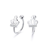 S925 sterling silver crown mosquito Clip On earrings