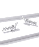 925 Sterling Silver Glittering Star Pearl Elegant Earrings