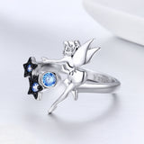 S925 sterling silver night fairy ring white gold plated zircon ring