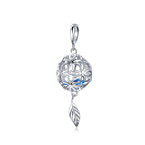 silver white gold plated zircon eternal flower dangle charms