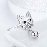 S925 sterling silver cute pet ring White Gold Plated drop oil ring