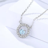 S925 silver jewelry simple female fashion design wild micro inlay synthetic glass round