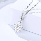 S925 Sterling Silver Jewelry Female Simple Temperament Princess Crown Micro Inlaid Zircon Necklace