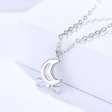 S925 sterling silver jewelry female Korean version of the simple and cute wild micro inlaid zircon moon necklace