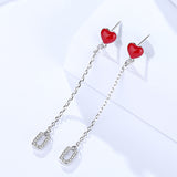 S925 sterling silver earrings women's Korean version of sweet and cute glue jewelry heart-shaped earrings
