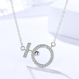 S925 sterling silver circle necklace female Korean version of small fresh geometric micro inlay set clavicle chain