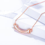 S925 sterling silver necklace simple creative design micro diamond smile shell necklace smile face necklace