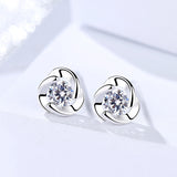 S925 Sterling Silver Earrings Temperament With Zircon Earrings Twisted Female Christmas Gift