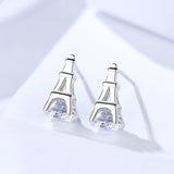 S925 Sterling Silver Jewelry Personality Romantic Niche Design Earrings Female Paris Eiffel Tower Earrings
