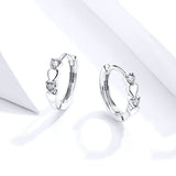 Genuine 925 Sterling Silver Minimalist Heart Hoop Earrings for Women Wedding Statement Jewelry New Mode