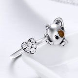S925 Sterling Silver Cute Bear Ring Oxidized Dripping Oil Zircon Ring