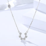 S925 sterling silver women's necklace small fresh simple and elegant temperament micro inlaid zircon U-shaped necklace