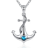 nautical anchor zircon dripping pendant necklace