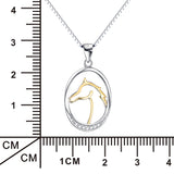 Oval Horse Different Color 925 Sterling Silver Pendant Necklace