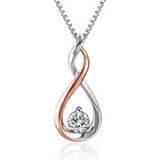 925 Sterling Silver Infinity Necklace for Women with Jewellery Gift Box, Silver and Rose Gold Plated Friendship Pendant Necklace with  Cubic Zircon