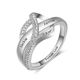 Surround Heart Design Personalized Gift Engraved Names Rings for Women Promise Love Anniversary Jewelry