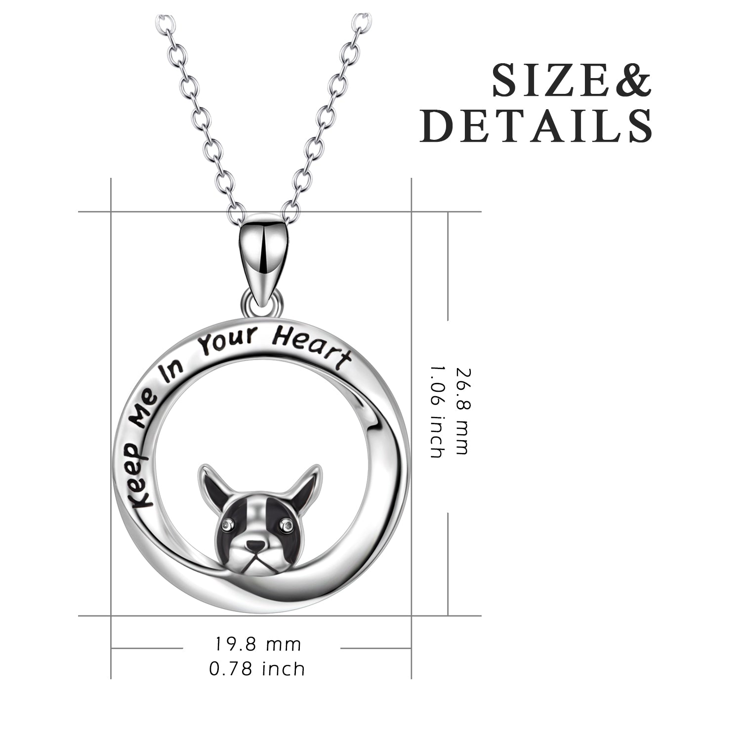 Keep Me In Your Heart Engraved Circle Pet Dog Animal Necklace With Zirconia
