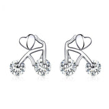 Sparkling Heart Clear CZ Stud Earrings for Women Genuine 925 Sterling Silver Studs Jewelry for Wedding Engagement SCE676