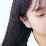s925 sterling silver jewelry Pac-Man ghost earrings asymmetric earrings female micro-set bead earrings