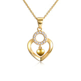 18K Gold European And American Fashion Heart-Shaped Round Zircon Necklace