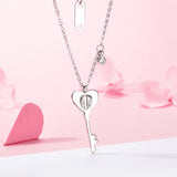 S925 sterling silver heart key necklace Korean style chain jewelry wholesale