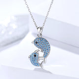 S925 Sterling Silver Necklace Fish With You Dependent Same Dolphin Pendant Kiss Fish Necklace