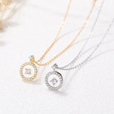 S925 Sterling Silver Jewelry Korean Wild Circle Pendant Flashing Heart Zircon Necklace