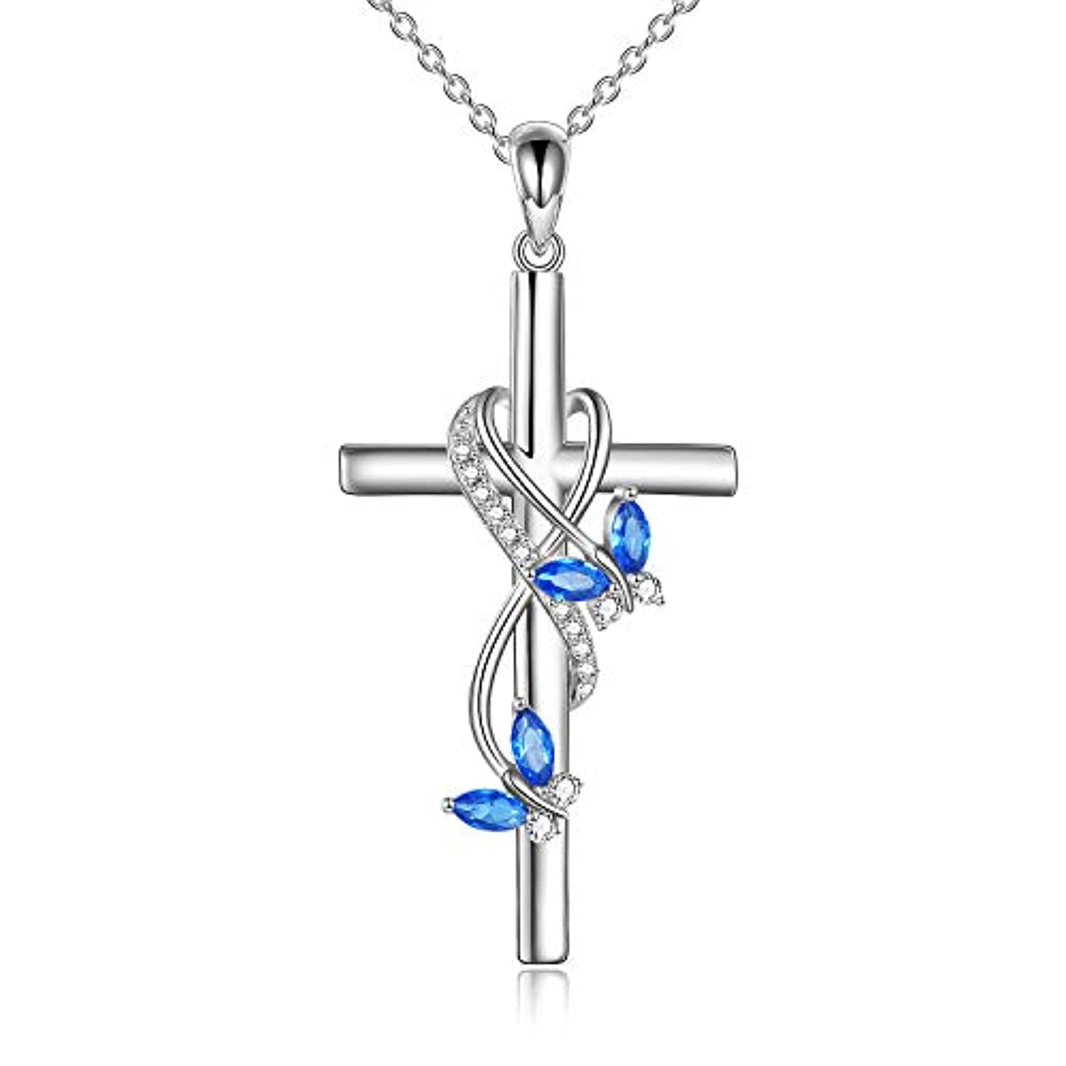 925 Sterling Silver Small TINY Cz Cross Necklace Pendant Womens Girls 9mm  16-18