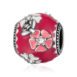 925 Sterling Silver Jewelry Charms Flower Enamel Colorful Beads For Bracelet