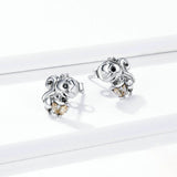 925 Sterling Silver Cute Squirrels Stud Earrings Precious Jewelry For Women