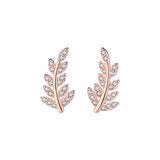 rose gold white gold leaf earrings