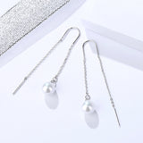 S925 sterling silver Korean version of simple long tassel bead ear line