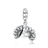 925 Sterling Silver Cute Sunflower with Smiling Face Beads for DIY Bracelet FashionJewelry For Gift