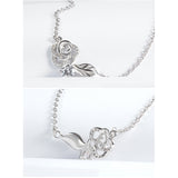 S925 silver fashion micro inlaid rose pendant with chain zircon silver necklace