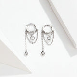 Drop Round Geometric Chain Dangle Earrings for girlfriend Sterling Silver  Fashion Jewelry