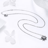 S925 sterling silver elegant snowflake pendant necklace oxidized zircon necklace